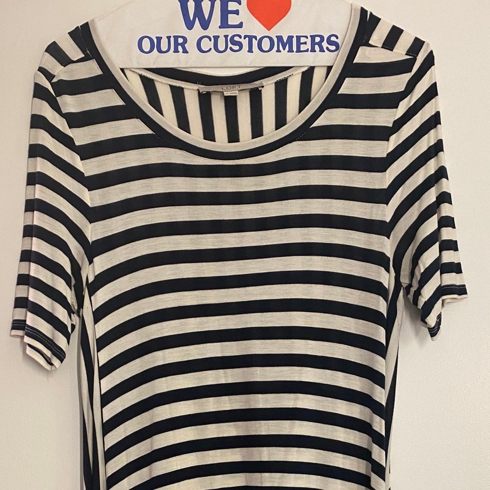 Loft Black/White Stripe Dress Size XS